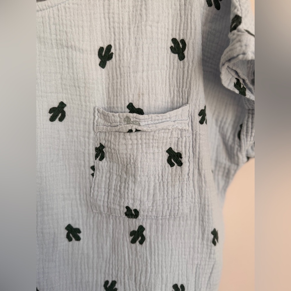 Umgee Cactus Print Gauze Cotton Boho Blouse Size S Boutique Top